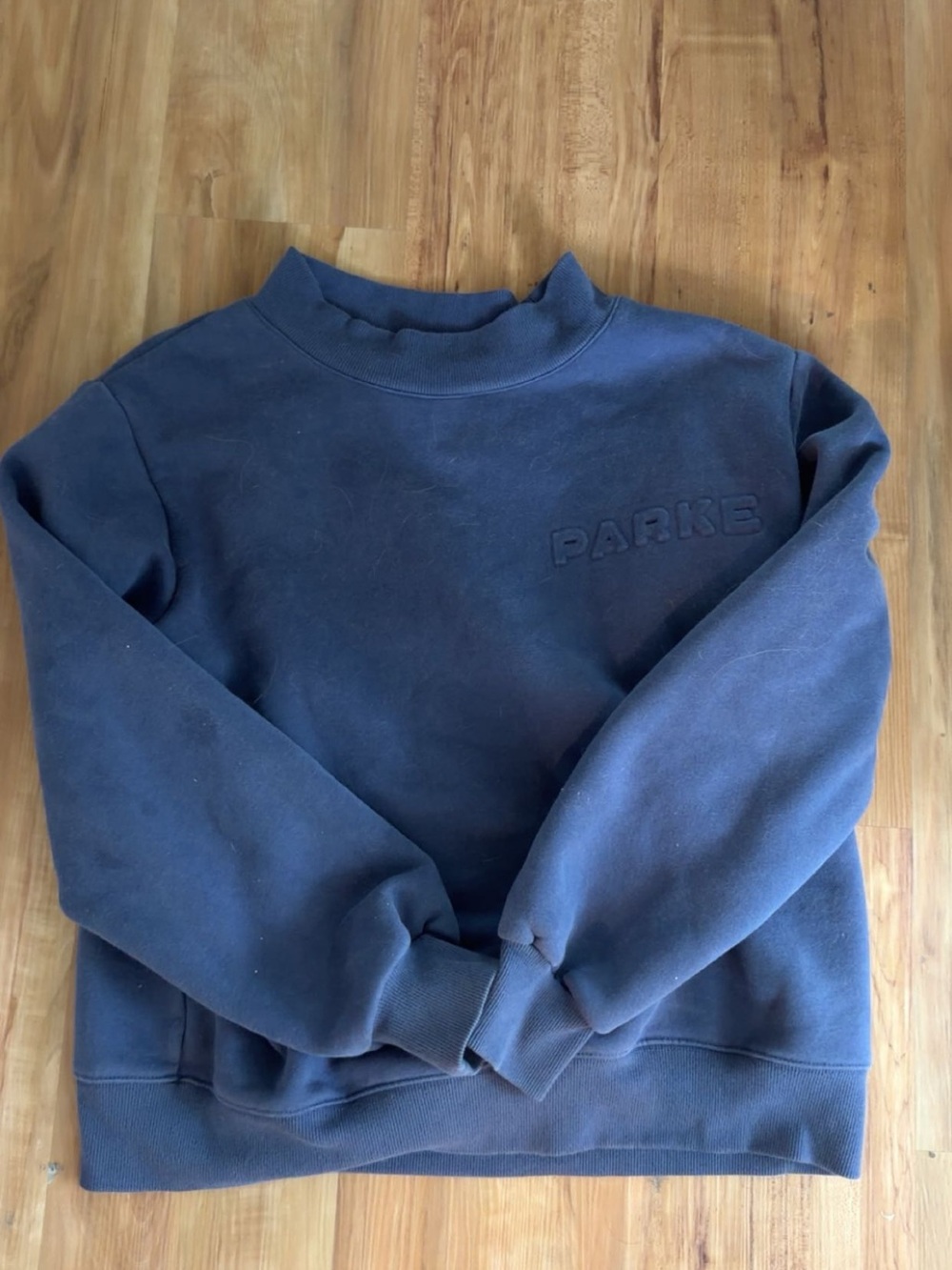 PARKÉ Embossed Navy Crewneck Sweater - Women's Pullover